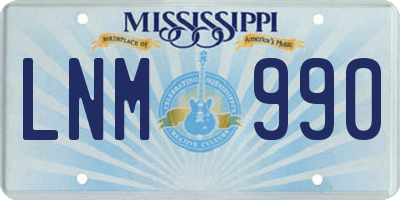 MS license plate LNM990
