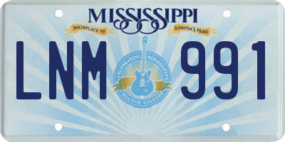 MS license plate LNM991