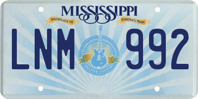 MS license plate LNM992