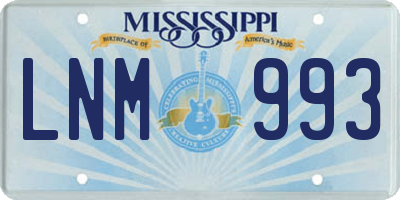 MS license plate LNM993
