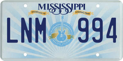 MS license plate LNM994