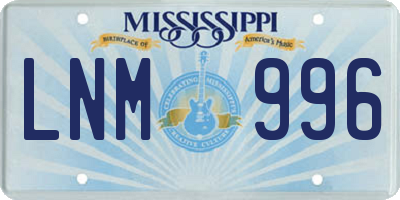 MS license plate LNM996