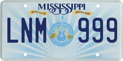 MS license plate LNM999