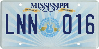 MS license plate LNN016