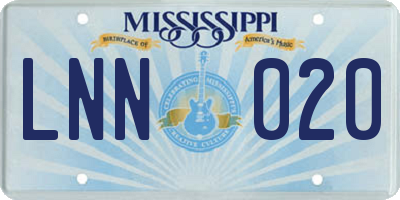 MS license plate LNN020