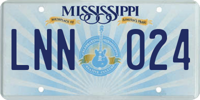MS license plate LNN024