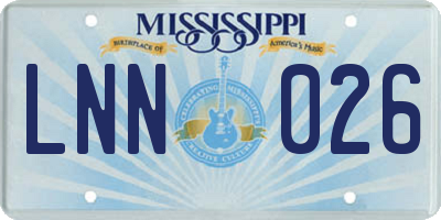 MS license plate LNN026