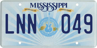 MS license plate LNN049