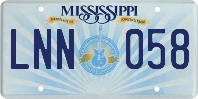 MS license plate LNN058
