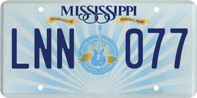 MS license plate LNN077