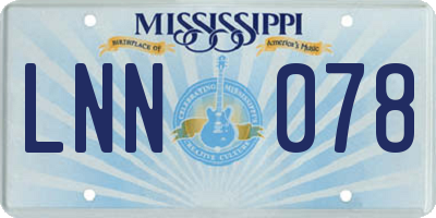 MS license plate LNN078