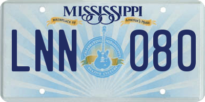 MS license plate LNN080