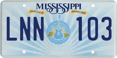 MS license plate LNN103