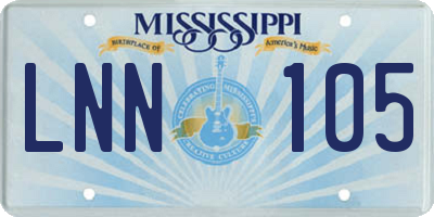 MS license plate LNN105