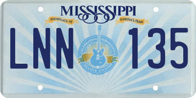 MS license plate LNN135