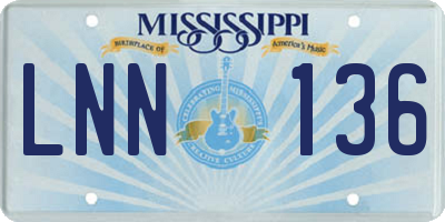 MS license plate LNN136