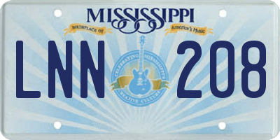 MS license plate LNN208