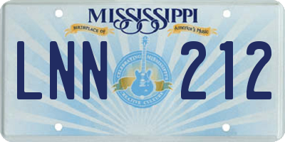 MS license plate LNN212