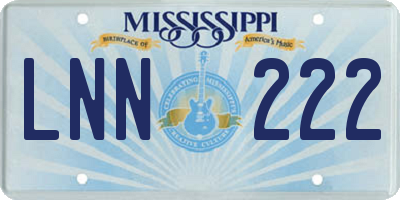 MS license plate LNN222