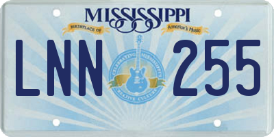MS license plate LNN255