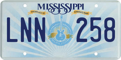 MS license plate LNN258