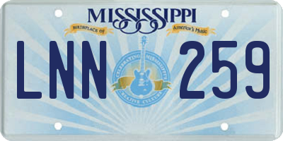 MS license plate LNN259