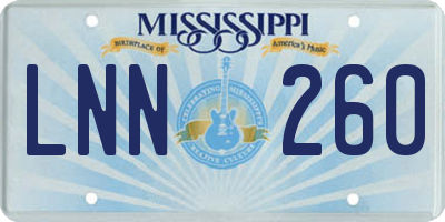 MS license plate LNN260