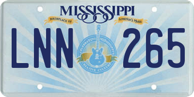 MS license plate LNN265