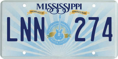 MS license plate LNN274