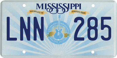 MS license plate LNN285