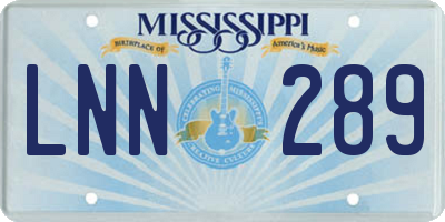 MS license plate LNN289