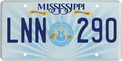 MS license plate LNN290