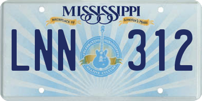 MS license plate LNN312