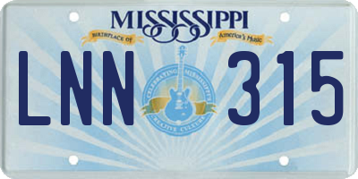 MS license plate LNN315