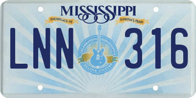 MS license plate LNN316