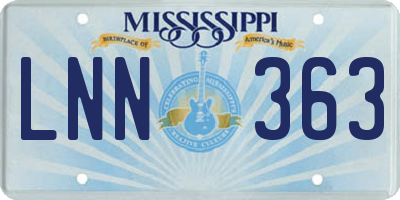 MS license plate LNN363
