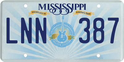 MS license plate LNN387