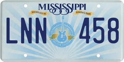 MS license plate LNN458