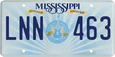 MS license plate LNN463