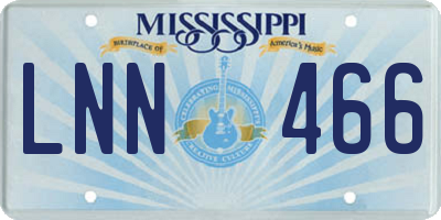 MS license plate LNN466