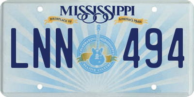 MS license plate LNN494