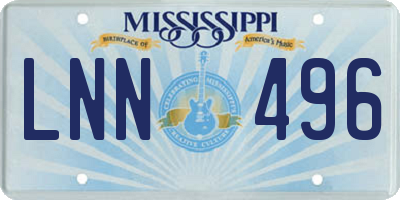 MS license plate LNN496