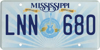 MS license plate LNN680