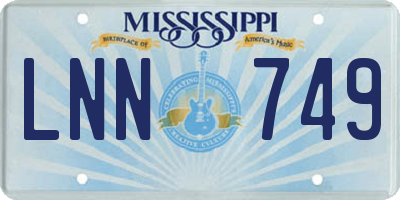 MS license plate LNN749