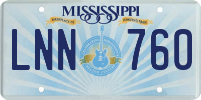 MS license plate LNN760