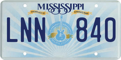 MS license plate LNN840