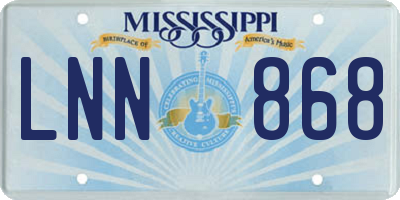 MS license plate LNN868