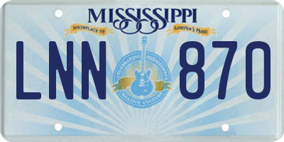 MS license plate LNN870