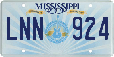 MS license plate LNN924