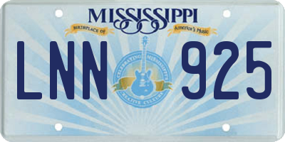 MS license plate LNN925